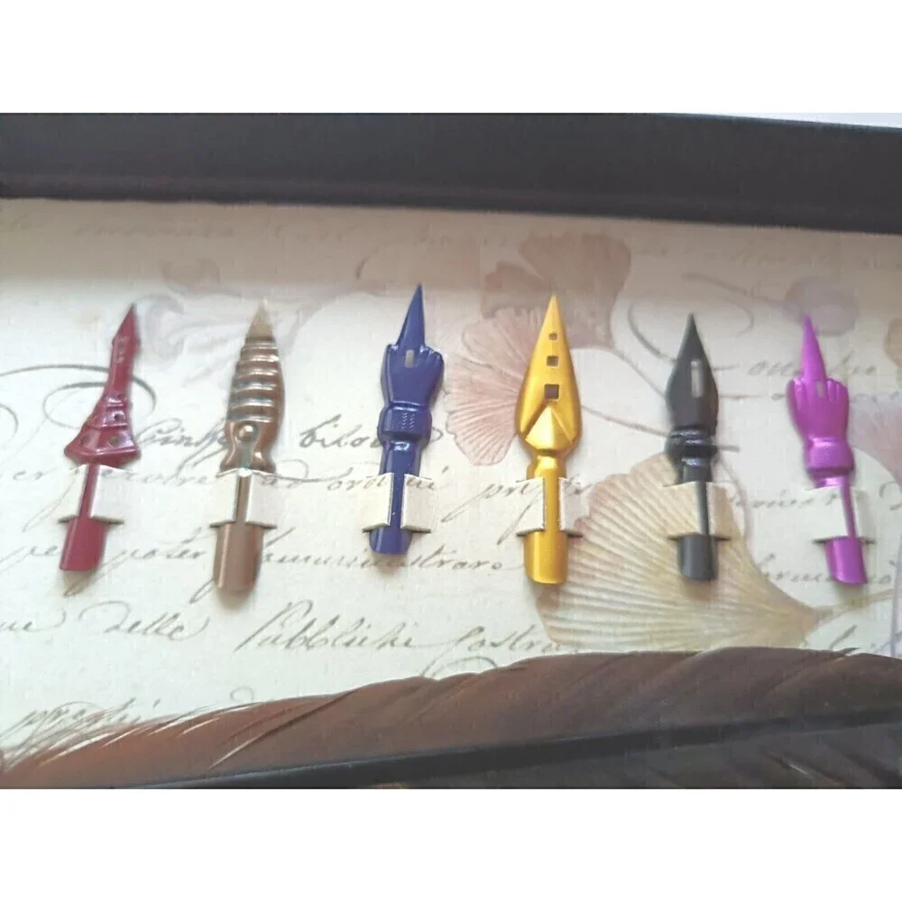 FRANCESCO RUBINATO Calligraphy Italian Quill Dipping Pen 6 Inks 7 Metal Nibs